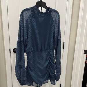 Sheer Blue Textured Dress